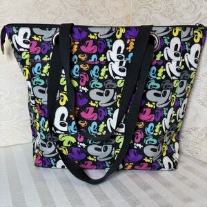 Disney Parks Mickey Mouse Zip-Top Tote Bag Pop Art Faces